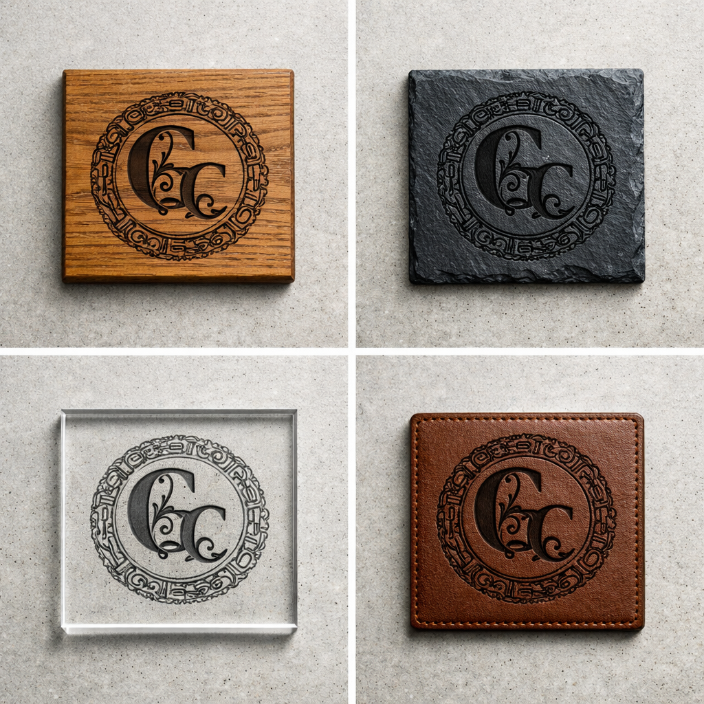 Classic Coaster Set — Laser Engraved. Durable. Timeless.