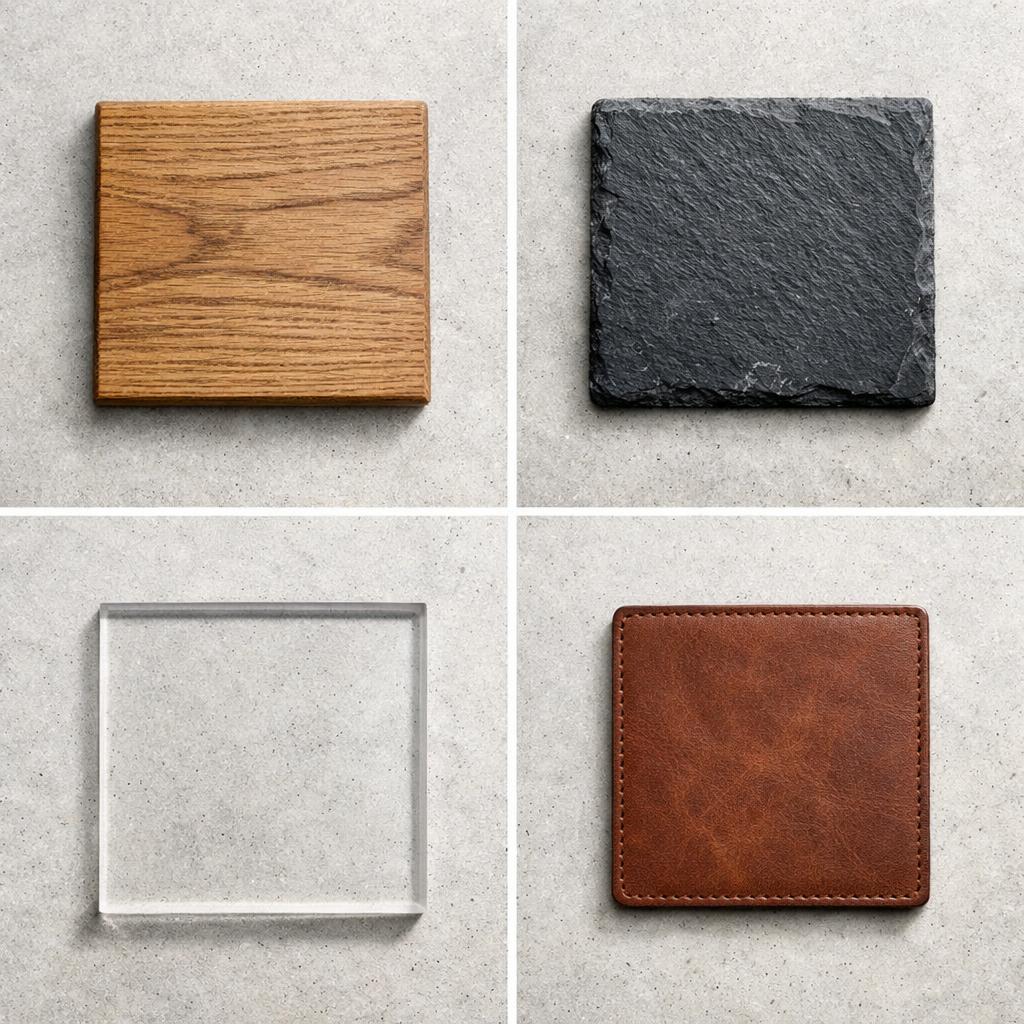Classic Coaster Set — Laser Engraved. Durable. Timeless.