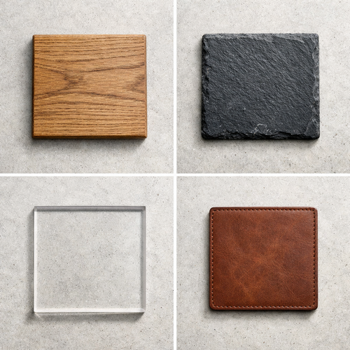 Classic Coaster Set — Laser Engraved. Durable. Timeless.