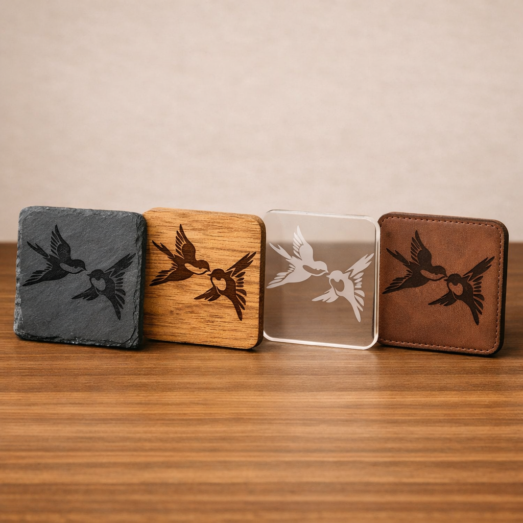 Bird Inspired Coaster Set - Premium Engraved Drink Coasters