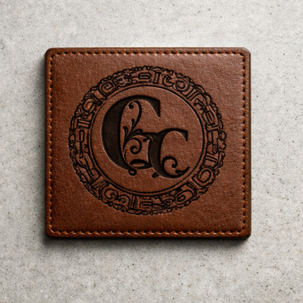 Engraved Leather Coaster Set – Premium Full‑Grain Drink Coasters (Set of 4)
