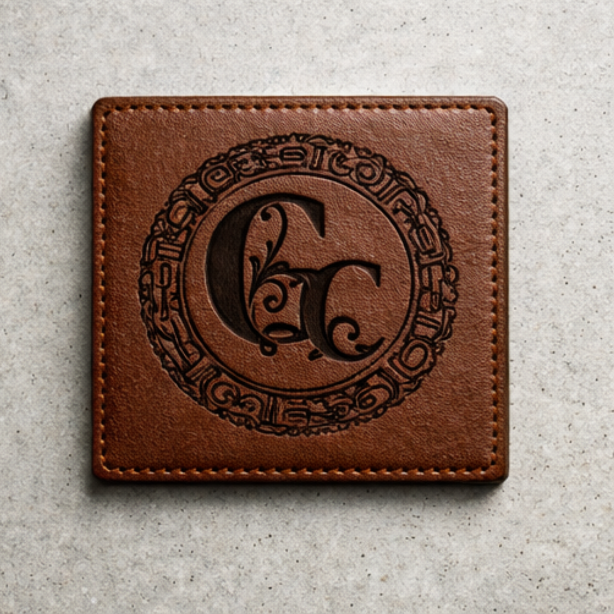 Engraved Leather Coaster Set – Premium Full‑Grain Drink Coasters (Set of 4)