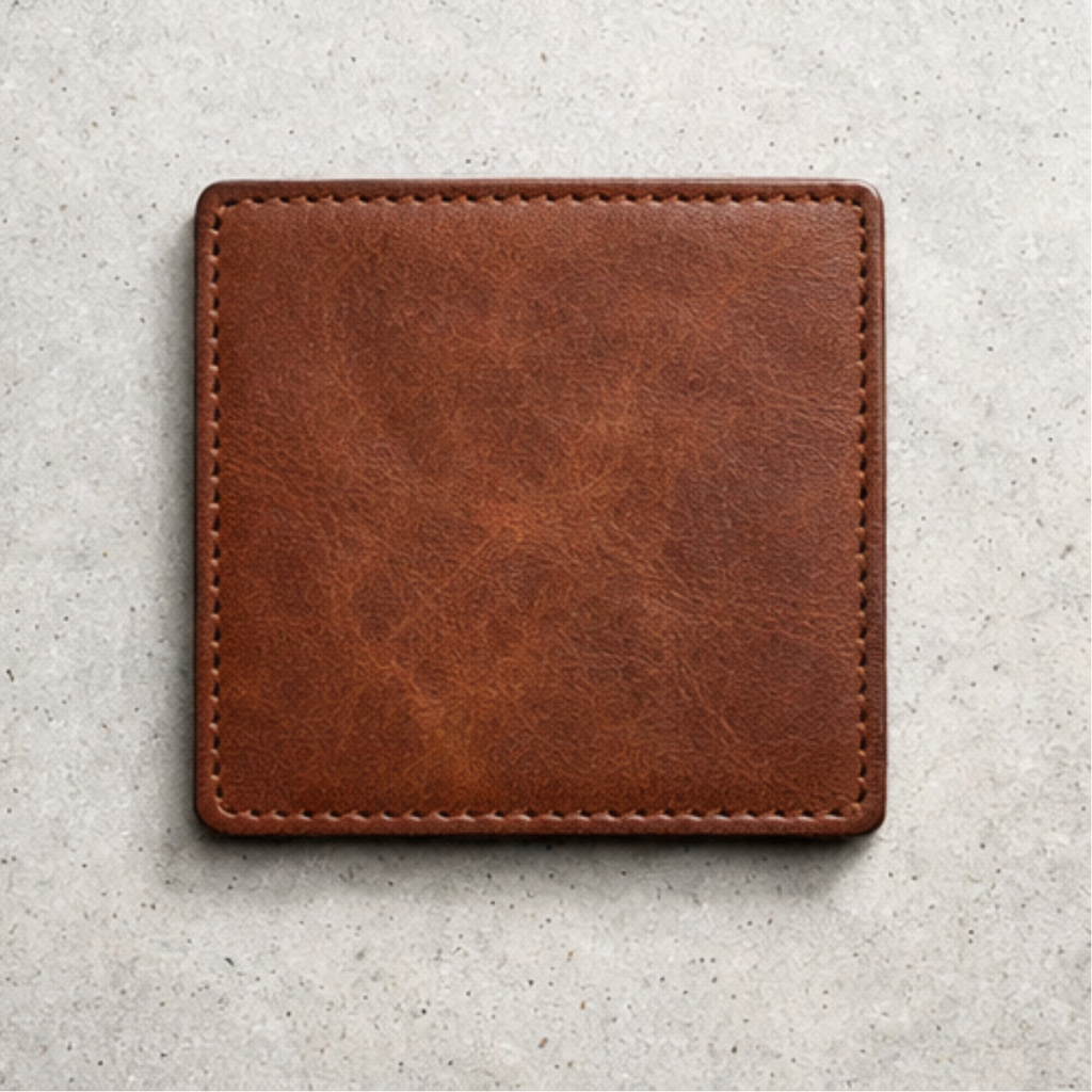 Engraved Leather Coaster Set – Premium Full‑Grain Drink Coasters (Set of 4)